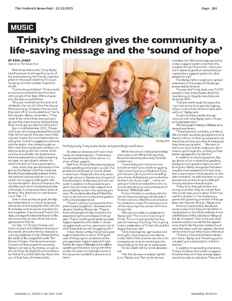 File:Trinity’s Children gives the community a life-saving message and the ‘sound of hope’, FrederickNewsPost, 2025.12.11.pdf