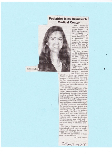 File:Medical Center, Reema Dua joins Medical Center from the Brunswick Citizen, November 19, 2015.pdf
