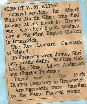 Albert William Martin Kline Obituary 1967.jpg