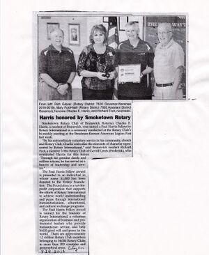 Smoketown Rotary Club 2016 Honors Charlie Harris.jpg