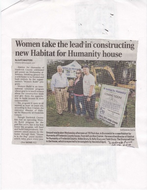 Women lead Habitat from The Frederick News Post, October 6, 2016.pdf