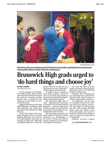 File:Brunswick High grads urged to ‘do hard things and choose joy’, FrederickNewsPost, 2025.05.29.pdf
