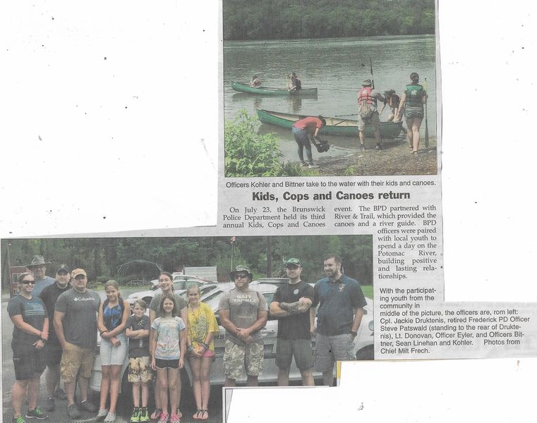 File:Police Department 2019, KIds, Cops and Canoes from The Brunswick Citizen, Vol 46, No 30, August 1, 2019.jpg