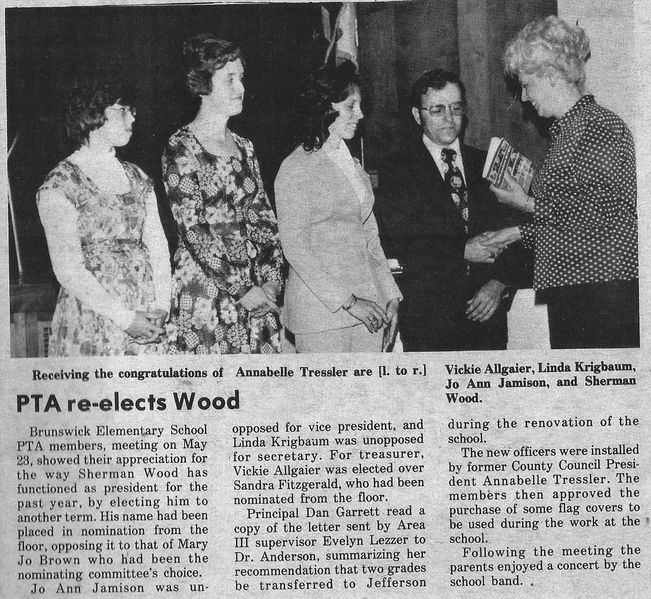 File:PTA 1979, Sherman Wood re-elected President from the Brunswick Citizen, Vol 5, No 21, May 25, 1979.jpg