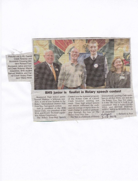 File:Student 2017 Samuel Watkins Rotary speech finalist from The Brunswick Citizen, March 16, 2017.pdf