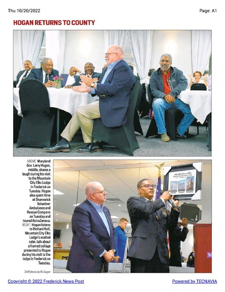 File:Governor Hogan visits the Brunswick Volunteer Ambulance Company, The Frederick News-Post, October 20, 2022.pdf