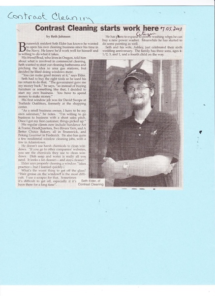 File:Contrast Cleaning, Seth Elder from The Brunswick Citizen, July 5, 2012.pdf