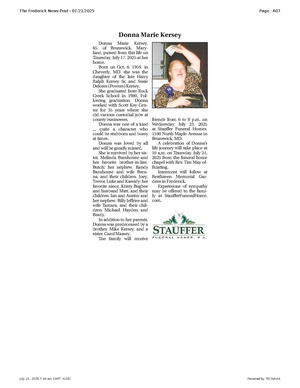 Donna Marie Kersey, FrederickNewsPost, 2025.07.21.pdf
