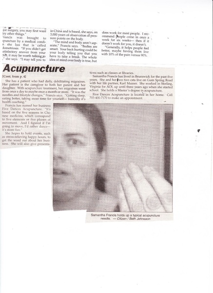 File:Five Dances Wellness Center, Acupuncture from the Brunswick Citizen, 2015.pdf