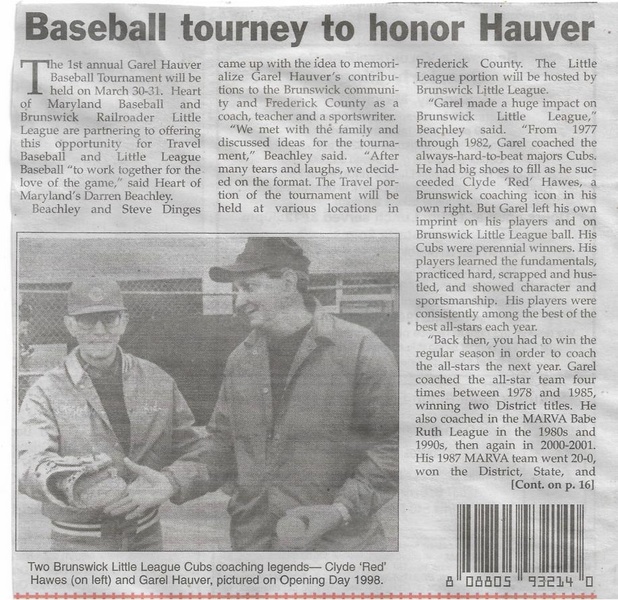 File:Little League Garel Hauver Honored at Tourney from The Brunswick Citizen, Vol 46, No 11, March 21 2019.pdf