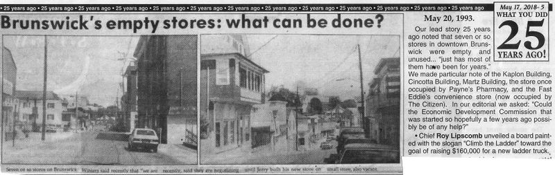 File:What You Did 25 Years Ago May 20, 1993, Roy Lipscomb, Kaplon Building, Cincotta Building, Martz Building From The Brunswick Citien, Vol 45, No 20, May 17, 2018.jpg