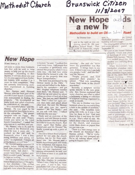 File:New Hope Methodist- New Hope to Olive Road from The Brunswick Citizen, November 8, 2007.pdf