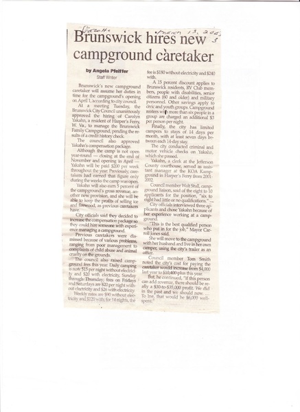 File:Campground Manager, Carolyn Yakahn from The Gazette, March 13, 2003.pdf