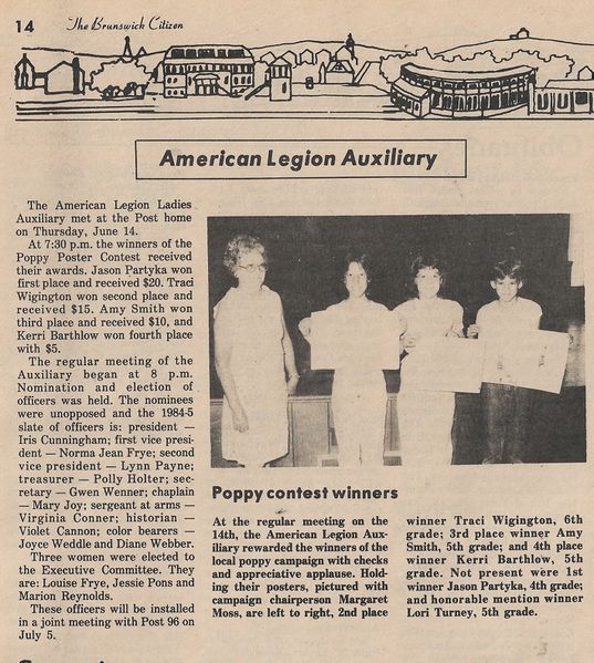 File:American Legion 1984 Auxiliary Poppy Contest from The Brunswick Citizen, Vol 11, No 25, June 21, 1984.jpg