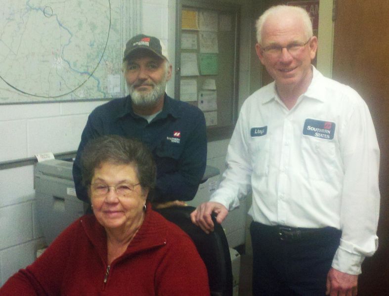 File:Brunswick Cooperative Association, February 2013 (l to r) John Funk, Anna Mac Zecher and Lloyd Taylor, Manager of. Photo Jerry Knight.jpg