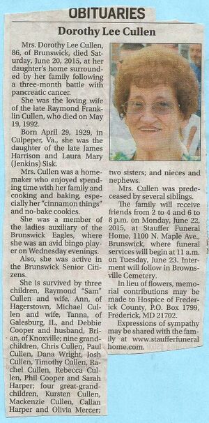 Dorothy Lee Cullen Obituary June 20, 2015.jpg