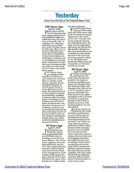 File:Men suspected of impersonating Prohibition agents raided Frank A. Lutz's home in Knoxville in 1922, The Frederick News-Post historical reprint, April 27, 1922.pdf