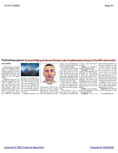 File:Track and Field, Interview with Brunswick High grad and Olympic hurdler Luke Campbell, The Frederick News-Post, January 14, 2022.pdf