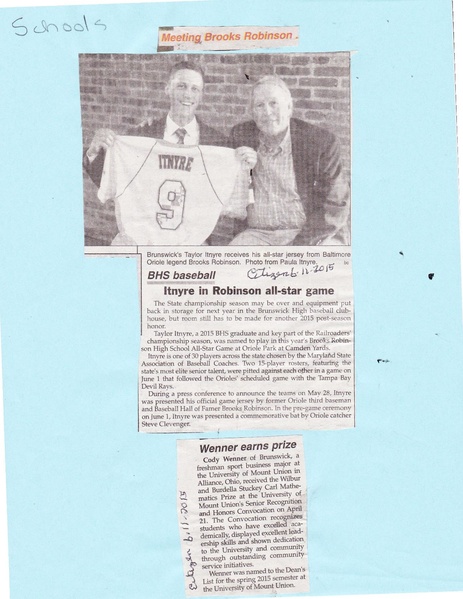 File:Baseball 2015, Taylor Itnyre in All Star game from The Brunswick Citizen, June 11, 2015.pdf