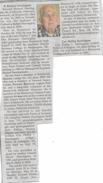File:Bernard Richard Harrington Obituary from The Brunswick Citizen, Vol 46, No 19, May 23, 2019.jpg
