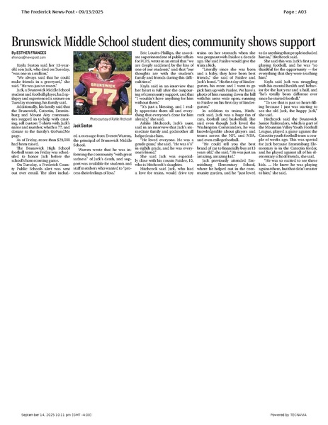 File:Brunswick Middle School student dies; community shows support, FrederickNewsPost, 2025.09.13.pdf