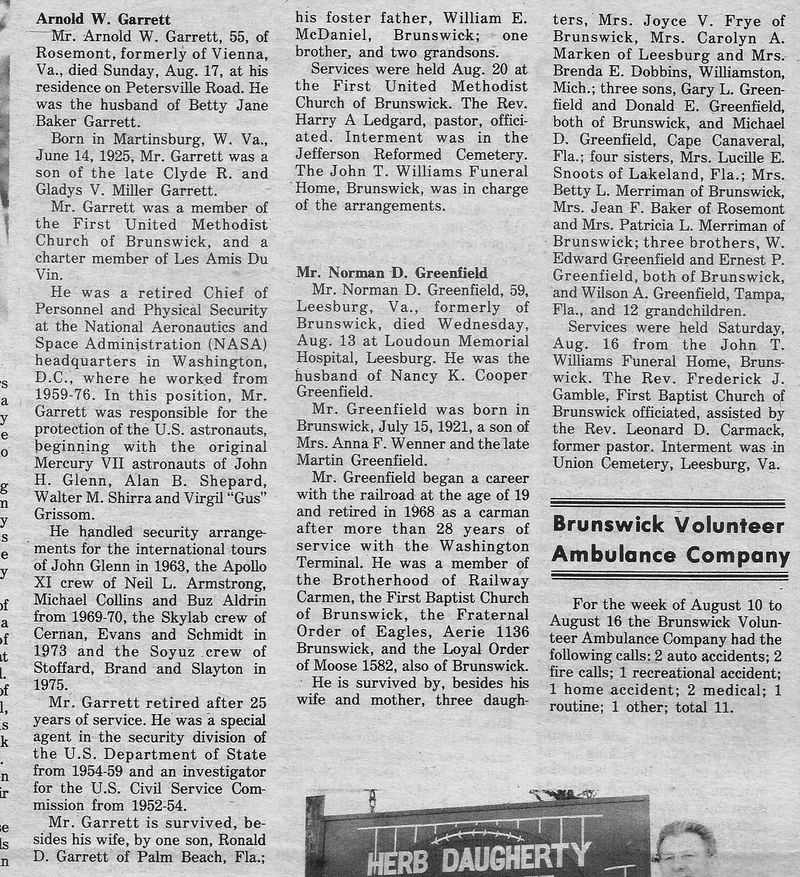 File:Arnold W Garrett Norman D Greenfield Obituary from the