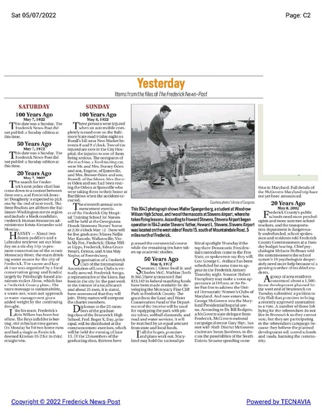 File:BHS principal Roger X. Day awards diplomas to Class of 1922, The Frederick News-Post historical reprint, May 7, 1922.pdf