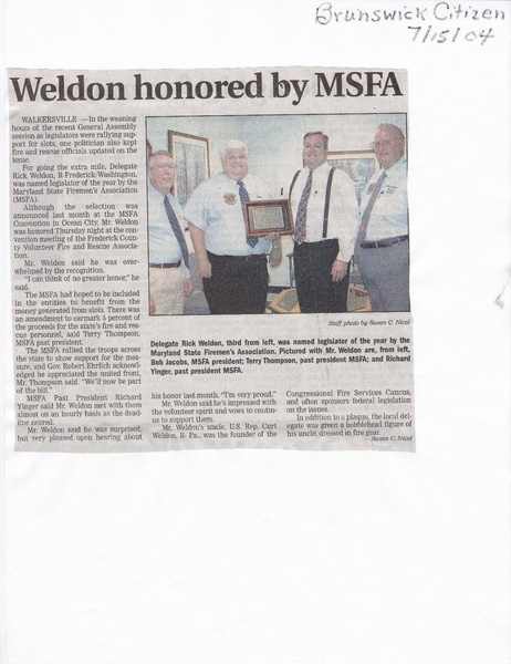 File:Rick Weldon honored by MSFA from The Brunswick Citizen, July 15, 2004.pdf