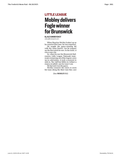 File:Mobley delivers Fogle winner for Brunswick, FrederickNewsPost, 2025.06.10.pdf