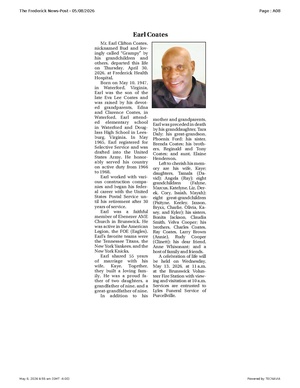 Earl Coates, FrederickNewsPost, 2026.05.08.pdf