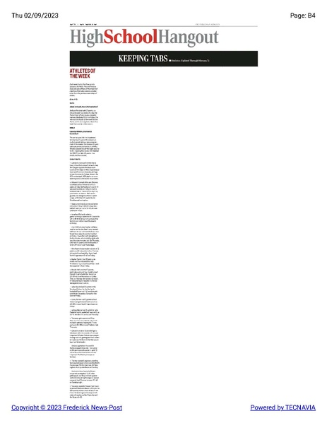 File:Basketball Cassidy Rhodes recognized as Athlete of the Week, The Frederick News-Post, February 9, 2023.pdf