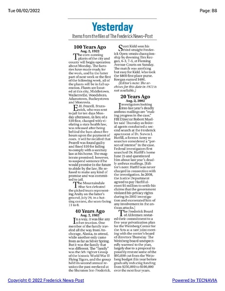 File:E.H. Pearell jailed for violating state health law in 1922, The Frederick News-Post historical reprint, August 2, 1922.pdf