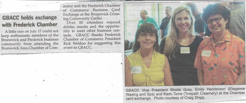 File:GBACC 2019 Business Card Exchange with Frederick Chamber from The Brunswick Citizen, Vol 46, No 30, August 1, 2019.jpg