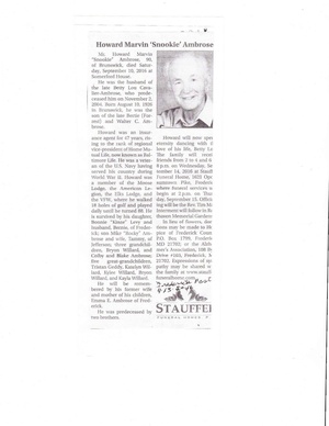 Howard Marvin Ambrose Orbituary from The Frederick News-Post, September 13, 2016.pdf