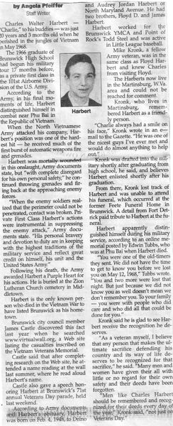 File:Charles Walter Harbert Brunswick's Only Known Vietnam Casualty from the Brunswick Citizen, November 6, 2003.jpg