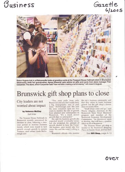 File:Treasure House Gift Shop to close 2005 from The Gazette, June 2005 (1).jpg