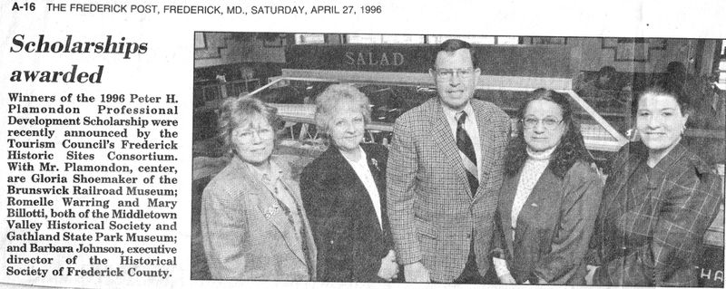 File:Peter H. Plamondon Scholarship Awards, Gloria Shoemaker from the Frederick Post, April 27, 1996.jpg