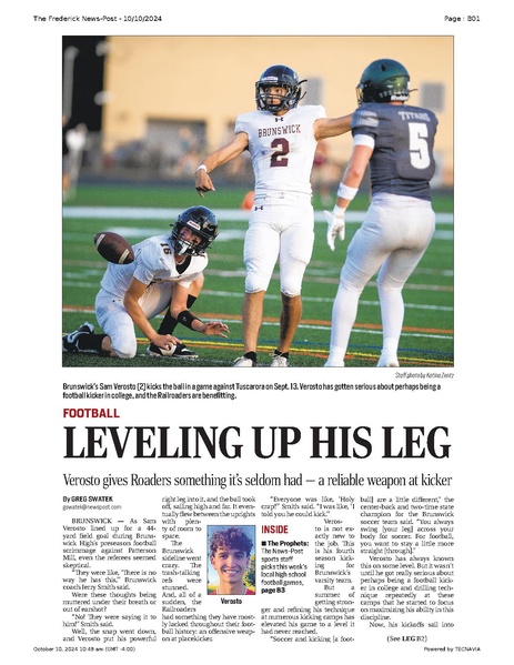 File:Sam Verosto, BHS football place kicker, FrederickNewsPost, 2024.10.10.pdf