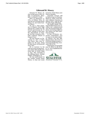 Edmund W. Mauzy, FrederickNewsPost, 2026.03.19.pdf