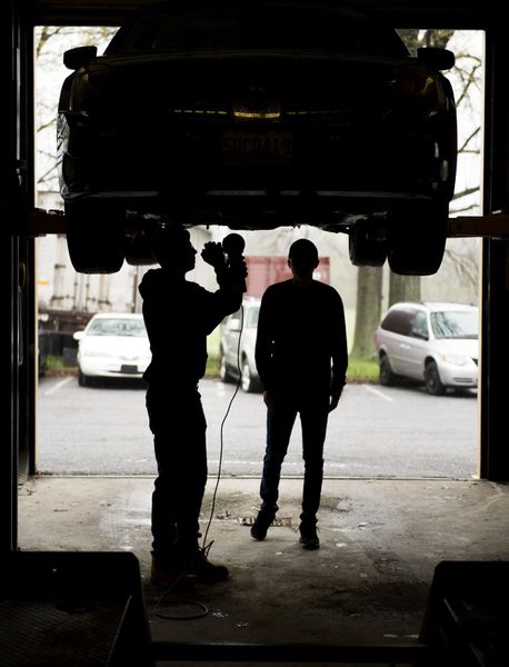 File:Auto Shop 2018, Junior Dane Hall and Russell Fader from the Frederick News Post April 28, 2018. Photo by Graham Cullen.jpg