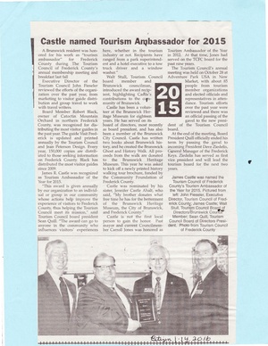 Museum 2015, James Castle Tourist Ambassador from The Brunswick Citizen, January 14, 2016.pdf