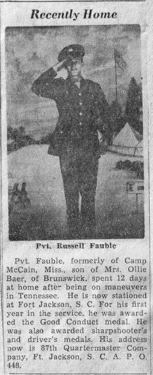 Russel Fauble, Pvt, Blade-Times 1942.jpg