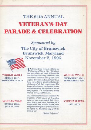 Veteran's Day Parade 1996 Program November 2, 1996.jpg