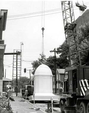First Methodist Church hoisting the new steeple in 1961.jpg