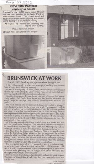 Water Treatment Plant, Capacity to double water from The Brunswick Citizen, August 30, 2012.jpg